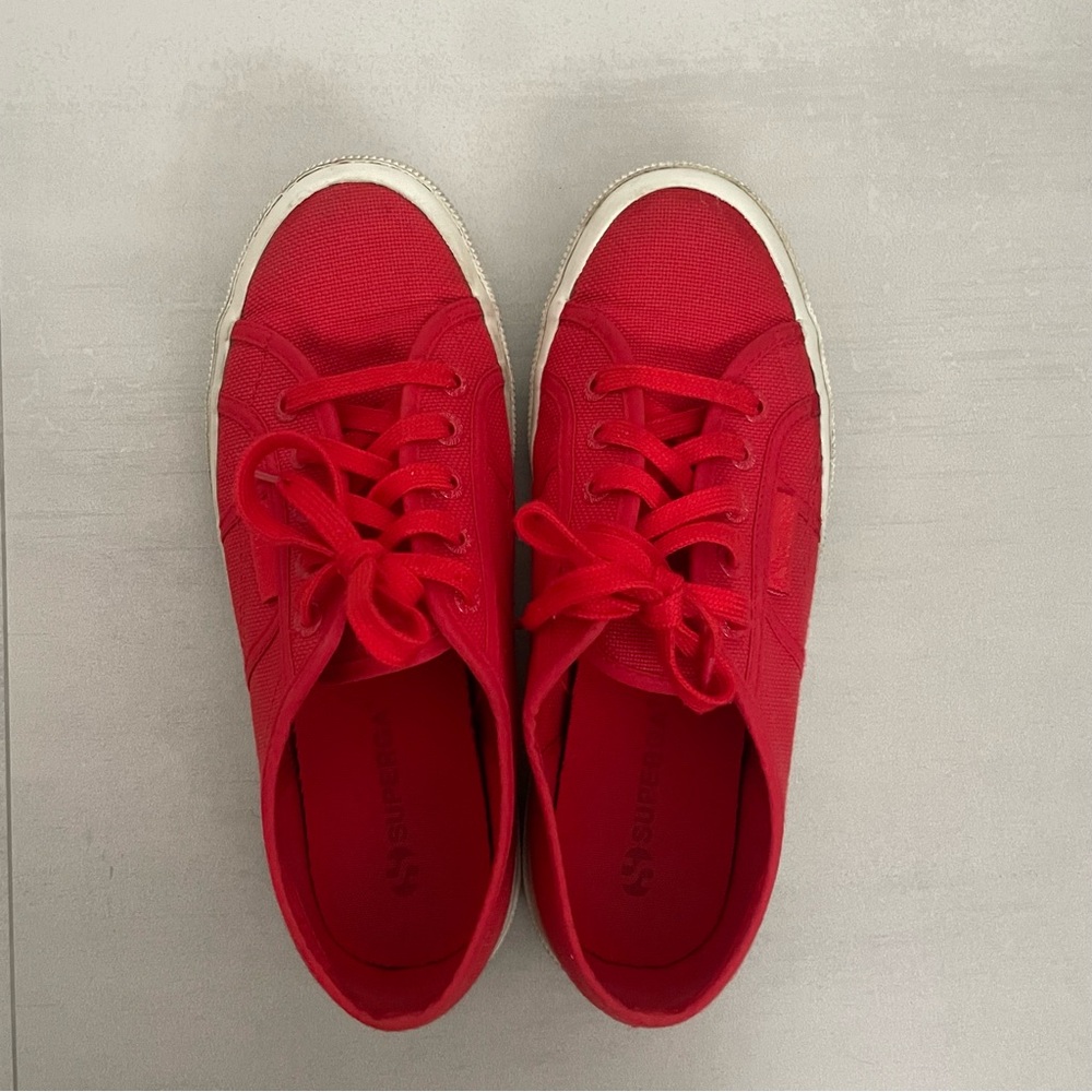 Red Superga sneakers